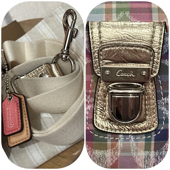 Coach Poppy Madras Signature Plaid Sequined Pink Crossbody Shoulder Bag, Vintage - Picture 9 of 16